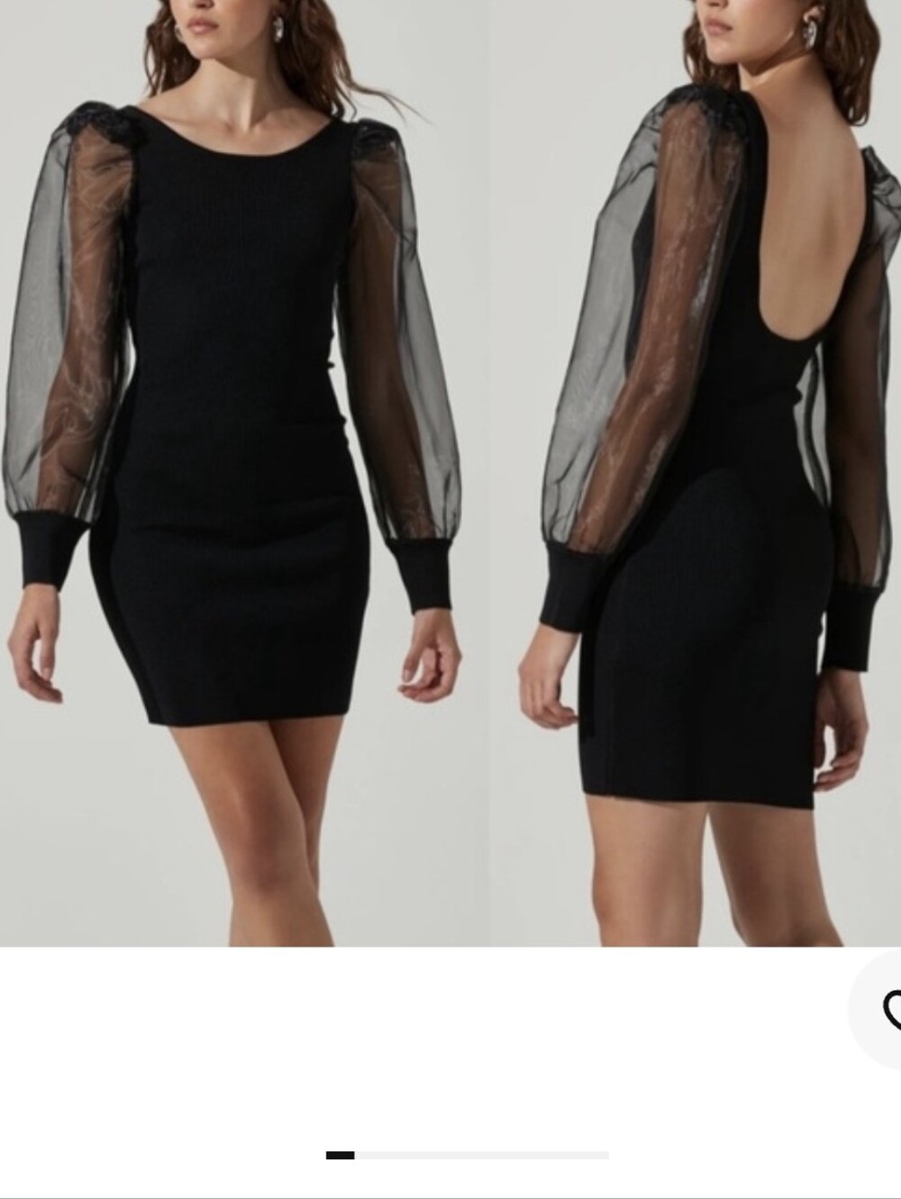ASTR the Label Organza Puff Sleeve Mini Dress Black M NWOT ADR101464